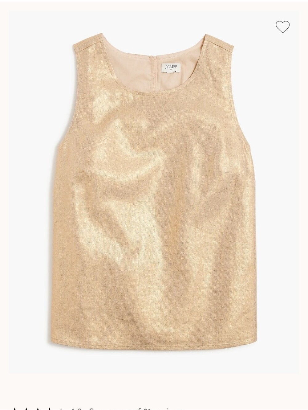 J.Crew Gold Metallic Shimmer Linen-Blend Shell Top Size M